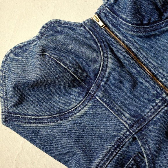 New wit tags - Self- Portrait Scalloped Denim Dress size 8 - Picture 8 of 16